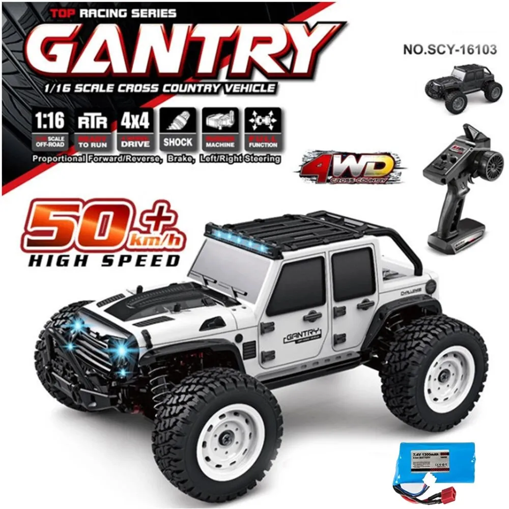 Fast Rc Car 50km/h 1/16 Off Road 4WD with LED Headlights
